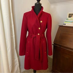 Guess Belted Red Wool Winter Coat